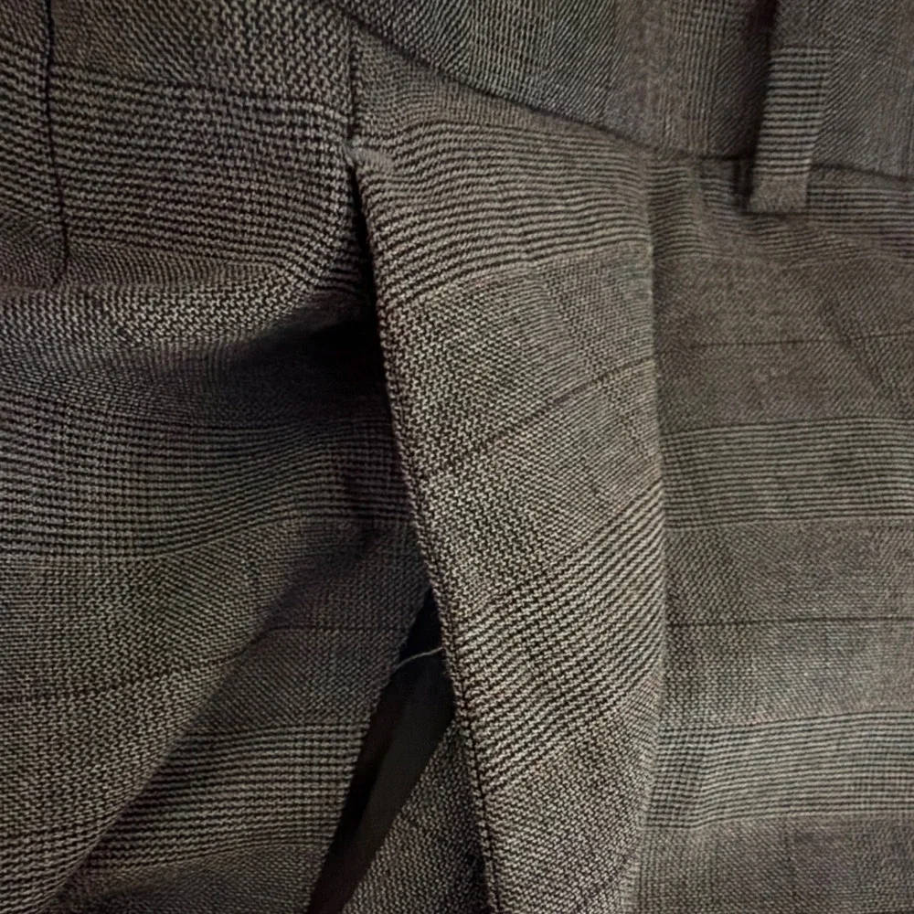 Perry Ellis Very Slim Stretch Men's 38 Gray Plaid Slim Straight Flat Front
